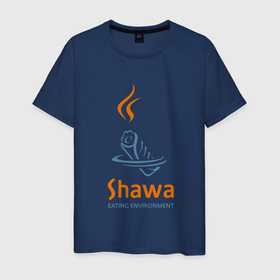 Мужская футболка хлопок с принтом Shawa eating environment в Тюмени, 100% хлопок | прямой крой, круглый вырез горловины, длина до линии бедер, слегка спущенное плечо. | 