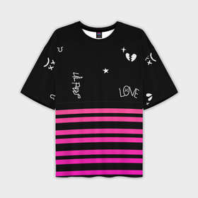 Мужская футболка oversize 3D с принтом Lil Peep розовые полосы в Екатеринбурге,  |  | Тематика изображения на принте: 