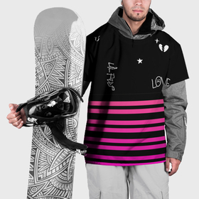 Накидка на куртку 3D с принтом Lil Peep розовые полосы в Санкт-Петербурге, 100% полиэстер |  | 