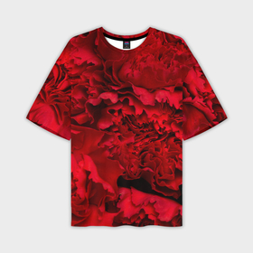 Мужская футболка oversize 3D с принтом Красные лепестки цветка в Кировске,  |  | 