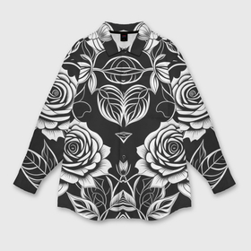 Мужская рубашка oversize 3D с принтом Чёрно белые узоры роза в Петрозаводске,  |  | 