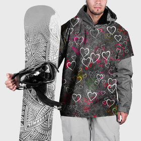 Накидка на куртку 3D с принтом Серое сердце в Кировске, 100% полиэстер |  | 