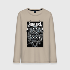 Мужской лонгслив хлопок с принтом Metallica   skulls в Санкт-Петербурге, 100% хлопок |  | 