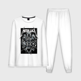 Мужская пижама с лонгсливом хлопок с принтом Metallica   skulls в Кировске,  |  | Тематика изображения на принте: 