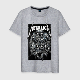 Мужская футболка хлопок с принтом Metallica   skulls в Екатеринбурге, 100% хлопок | прямой крой, круглый вырез горловины, длина до линии бедер, слегка спущенное плечо. | 