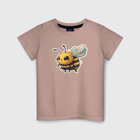 Детская футболка хлопок с принтом Милая пчела в Белгороде, 100% хлопок | круглый вырез горловины, полуприлегающий силуэт, длина до линии бедер | 