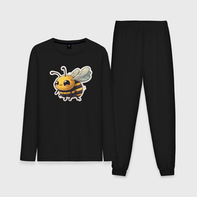 Мужская пижама с лонгсливом хлопок с принтом Милая пчела ,  |  | Тематика изображения на принте: 