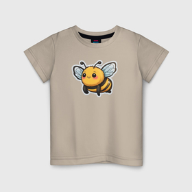 Детская футболка хлопок с принтом Милая пчела в Курске, 100% хлопок | круглый вырез горловины, полуприлегающий силуэт, длина до линии бедер | Тематика изображения на принте: 
