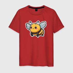 Мужская футболка хлопок с принтом Милая пчела , 100% хлопок | прямой крой, круглый вырез горловины, длина до линии бедер, слегка спущенное плечо. | 