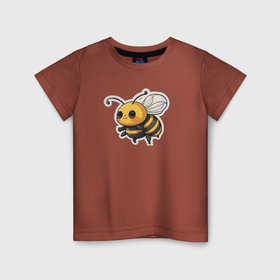 Детская футболка хлопок с принтом Милая пчела в Екатеринбурге, 100% хлопок | круглый вырез горловины, полуприлегающий силуэт, длина до линии бедер | Тематика изображения на принте: 