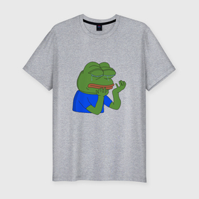 Мужская футболка хлопок Slim с принтом Pepehands crying emoji , 92% хлопок, 8% лайкра | приталенный силуэт, круглый вырез ворота, длина до линии бедра, короткий рукав | 