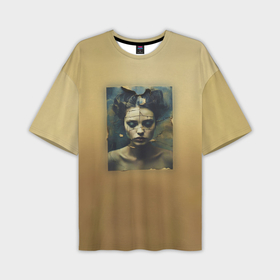 Мужская футболка oversize 3D с принтом Грустный потрескавшийся портрет в Курске,  |  | 