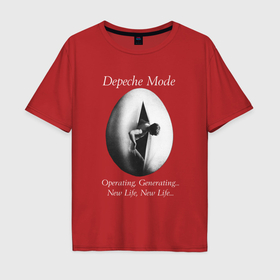 Мужская футболка хлопок Oversize с принтом Depeche Mode   New Life в Курске, 100% хлопок | свободный крой, круглый ворот, “спинка” длиннее передней части | 