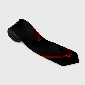Галстук 3D с принтом Красные яркие неоновые полосы  на черной  абстракции , 100% полиэстер | Длина 148 см; Плотность 150-180 г/м2 | Тематика изображения на принте: 