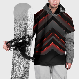 Накидка на куртку 3D с принтом Красные яркие  неоновые полосы  на черной  абстракции , 100% полиэстер |  | Тематика изображения на принте: 