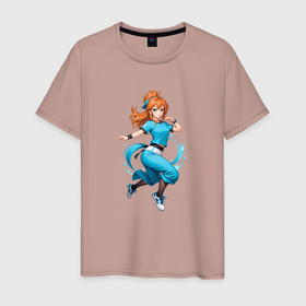 Мужская футболка хлопок с принтом Аниме   девушка в танце , 100% хлопок | прямой крой, круглый вырез горловины, длина до линии бедер, слегка спущенное плечо. | 