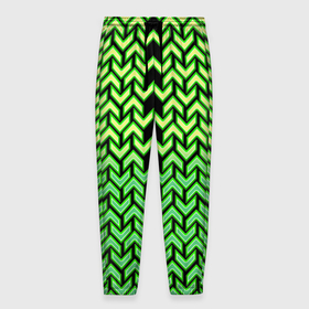 Мужские брюки 3D с принтом Зелёные стрелки на чёрном фоне киберпанк в Екатеринбурге, 100% полиэстер | манжеты по низу, эластичный пояс регулируется шнурком, по бокам два кармана без застежек, внутренняя часть кармана из мелкой сетки | 