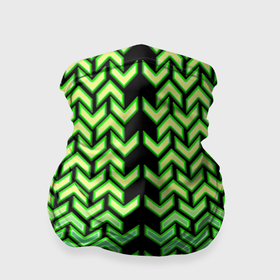 Бандана-труба 3D с принтом Зелёные стрелки на чёрном фоне киберпанк в Кировске, 100% полиэстер, ткань с особыми свойствами — Activecool | плотность 150‒180 г/м2; хорошо тянется, но сохраняет форму | 