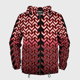 Мужская ветровка 3D с принтом Красные стрелки на чёрном фоне киберпанк в Екатеринбурге, 100% полиэстер | подол и капюшон оформлены резинкой с фиксаторами, два кармана без застежек по бокам, один потайной карман на груди | 