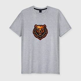 Мужская футболка хлопок Slim с принтом Векторный медведь в Екатеринбурге, 92% хлопок, 8% лайкра | приталенный силуэт, круглый вырез ворота, длина до линии бедра, короткий рукав | 