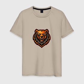 Мужская футболка хлопок с принтом Векторный медведь в Кировске, 100% хлопок | прямой крой, круглый вырез горловины, длина до линии бедер, слегка спущенное плечо. | Тематика изображения на принте: 