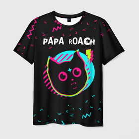 Мужская футболка 3D с принтом Papa Roach   rock star cat в Белгороде, 100% полиэфир | прямой крой, круглый вырез горловины, длина до линии бедер | 