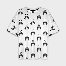 Мужская футболка oversize 3D с принтом Panda love   pattern в Курске,  |  | 