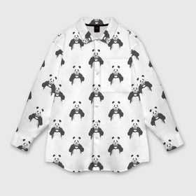 Мужская рубашка oversize 3D с принтом Panda love   pattern в Тюмени,  |  | Тематика изображения на принте: 