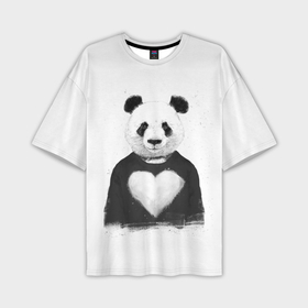 Мужская футболка oversize 3D с принтом Love panda в Тюмени,  |  | Тематика изображения на принте: 