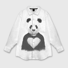 Мужская рубашка oversize 3D с принтом Love panda в Санкт-Петербурге,  |  | 
