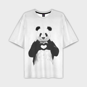 Мужская футболка oversize 3D с принтом Panda love в Курске,  |  | 
