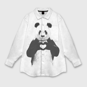 Мужская рубашка oversize 3D с принтом Panda love в Тюмени,  |  | Тематика изображения на принте: 