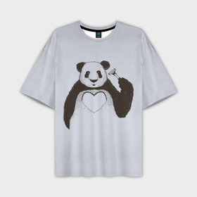 Мужская футболка oversize 3D с принтом Panda love art в Курске,  |  | Тематика изображения на принте: 