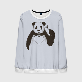 Мужской свитшот 3D с принтом Panda love art в Курске, 100% полиэстер с мягким внутренним слоем | круглый вырез горловины, мягкая резинка на манжетах и поясе, свободная посадка по фигуре | Тематика изображения на принте: 