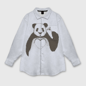 Мужская рубашка oversize 3D с принтом Panda love art в Курске,  |  | Тематика изображения на принте: 
