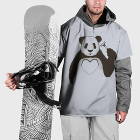 Накидка на куртку 3D с принтом Panda love art в Санкт-Петербурге, 100% полиэстер |  | 