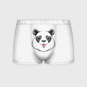 Мужские трусы 3D с принтом Влюблённый панда в Кировске, 50% хлопок, 50% полиэстер | классическая посадка, на поясе мягкая тканевая резинка | Тематика изображения на принте: 
