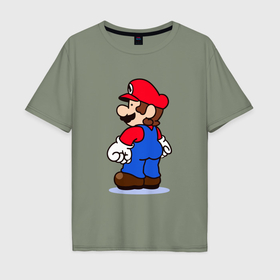 Мужская футболка хлопок Oversize с принтом Марио с принцессой , 100% хлопок | свободный крой, круглый ворот, “спинка” длиннее передней части | 