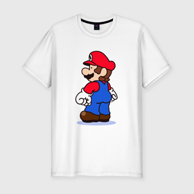 Мужская футболка хлопок Slim с принтом Марио с принцессой , 92% хлопок, 8% лайкра | приталенный силуэт, круглый вырез ворота, длина до линии бедра, короткий рукав | 