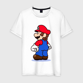 Мужская футболка хлопок с принтом Марио с принцессой , 100% хлопок | прямой крой, круглый вырез горловины, длина до линии бедер, слегка спущенное плечо. | 
