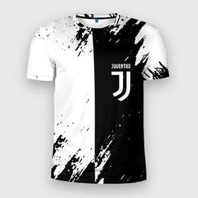 Мужская футболка 3D Slim с принтом Juventus краски чёрнобелые , 100% полиэстер с улучшенными характеристиками | приталенный силуэт, круглая горловина, широкие плечи, сужается к линии бедра | Тематика изображения на принте: 