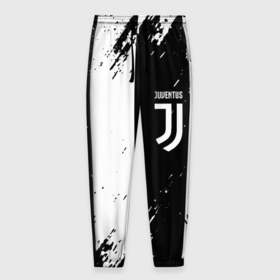Мужские брюки 3D с принтом Juventus краски чёрнобелые в Екатеринбурге, 100% полиэстер | манжеты по низу, эластичный пояс регулируется шнурком, по бокам два кармана без застежек, внутренняя часть кармана из мелкой сетки | 