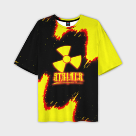 Мужская футболка oversize 3D с принтом Stalker огненные краски ,  |  | Тематика изображения на принте: 