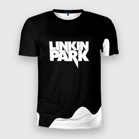 Мужская футболка 3D Slim с принтом Linkin park краска белая в Кировске, 100% полиэстер с улучшенными характеристиками | приталенный силуэт, круглая горловина, широкие плечи, сужается к линии бедра | Тематика изображения на принте: 