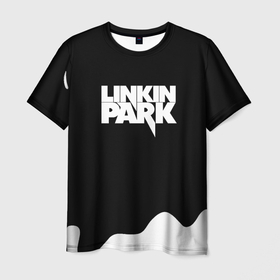 Мужская футболка 3D с принтом Linkin park краска белая в Санкт-Петербурге, 100% полиэфир | прямой крой, круглый вырез горловины, длина до линии бедер | Тематика изображения на принте: 