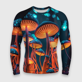 Мужской рашгард 3D с принтом Glowing mushrooms ,  |  | Тематика изображения на принте: 