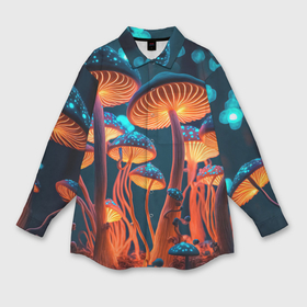 Мужская рубашка oversize 3D с принтом Glowing mushrooms ,  |  | 