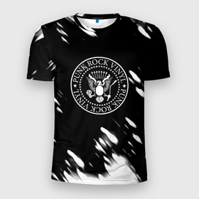 Мужская футболка 3D Slim с принтом Ramones краски в Екатеринбурге, 100% полиэстер с улучшенными характеристиками | приталенный силуэт, круглая горловина, широкие плечи, сужается к линии бедра | Тематика изображения на принте: 