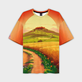 Мужская футболка oversize 3D с принтом Sunset village ,  |  | 