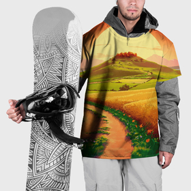 Накидка на куртку 3D с принтом Sunset village , 100% полиэстер |  | 